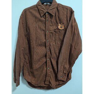 Forest & Hue Button Down Shirt Men S Orange Auburn Embroidered Long Sleeve